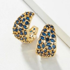 Mignonne Gavigan Crystal Kaya Hoops Blue NWT